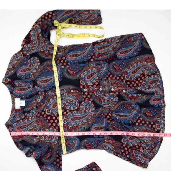 Soft Surroundings Paisley Blouse Long Sleeve Shirt Rayon Size Medium Petite - Picture 5 of 5